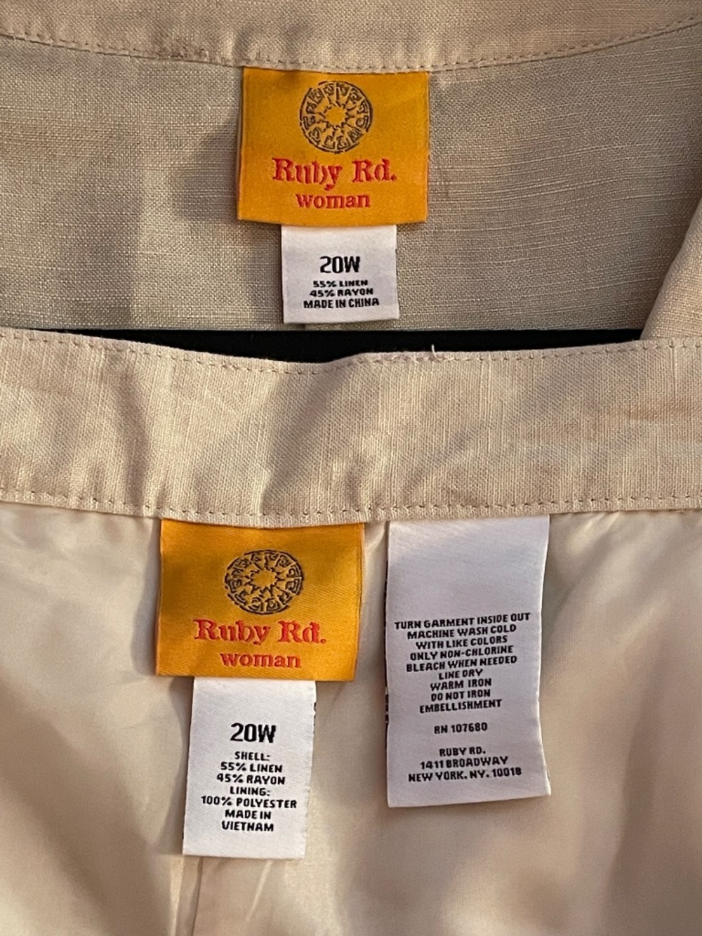 Ruby Rd Linen Blend 2 Piece Pantsuit Jacket & Pants Size 20W - Picture 14 of 15